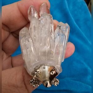 Clear Quartz Hedgehog! 54 grams, 52x43x30mm, on Silver Plated Stand, NWT
